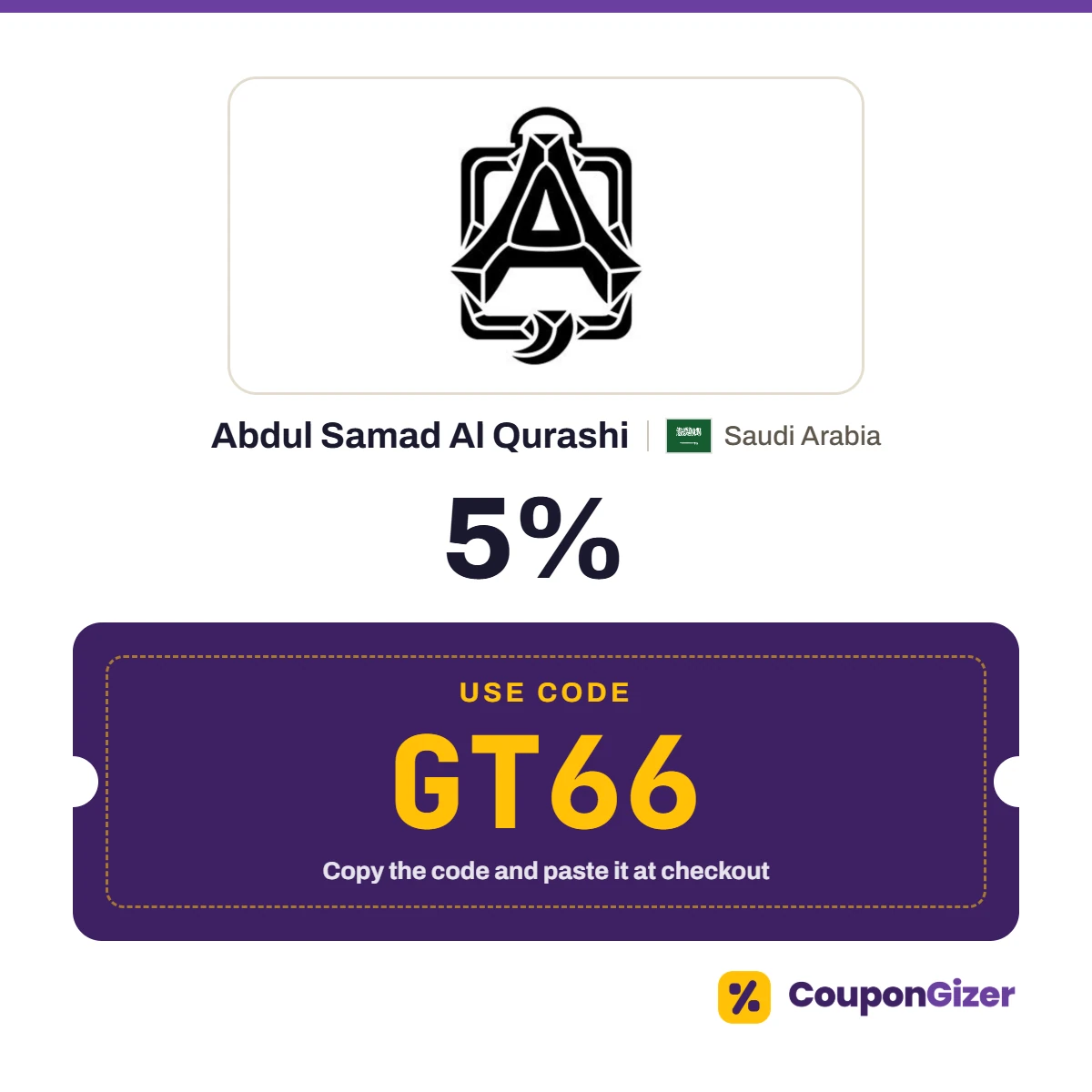 Coupon code GT66 for Abdul Samad Al Qurashi Saudi Arabia – 5% off Coupon code GT66 for Abdul Samad Al Qurashi Saudi Arabia – 5% off