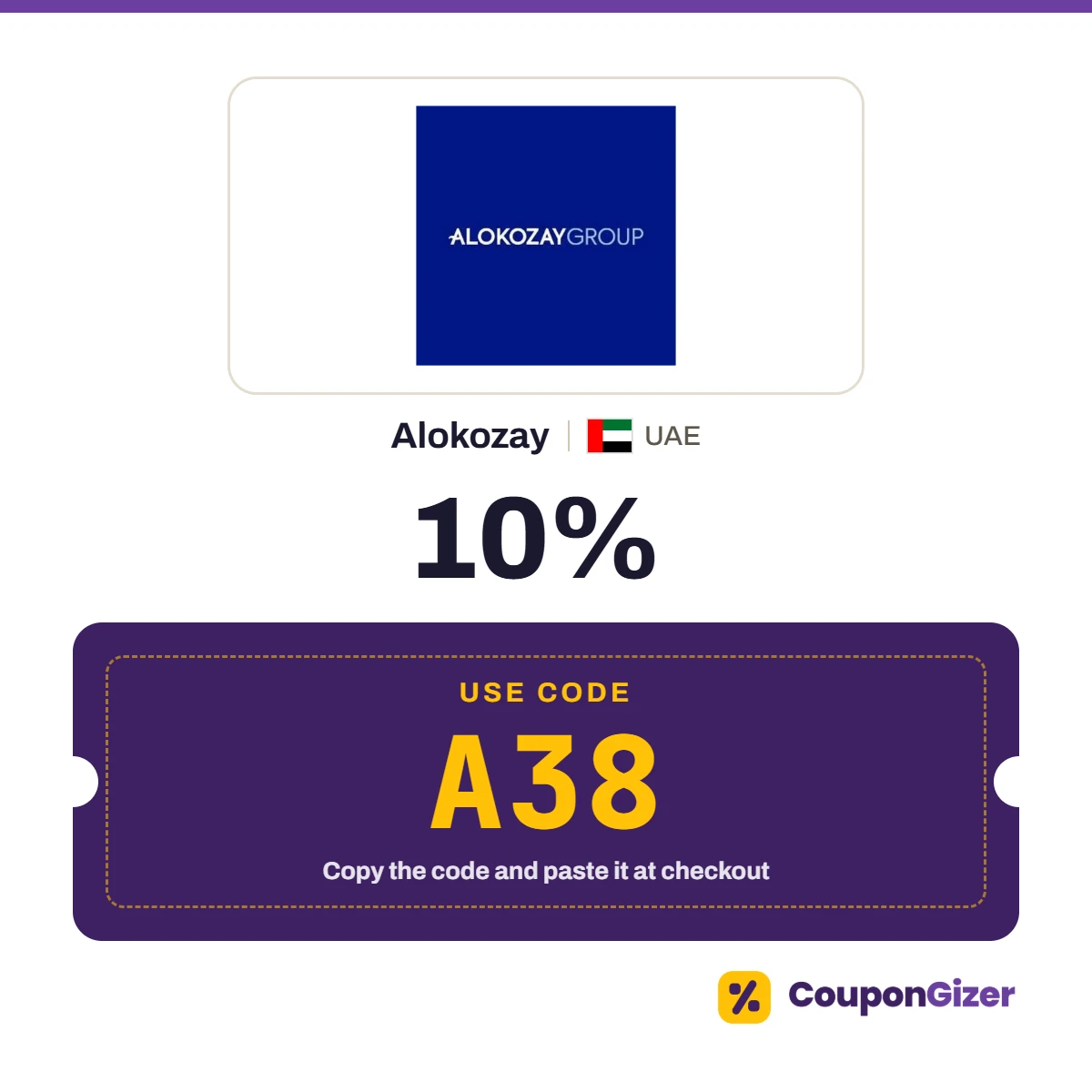 Coupon code A38 for Alokozay UAE: 10% off Coupon code A38 for Alokozay UAE: 10% off