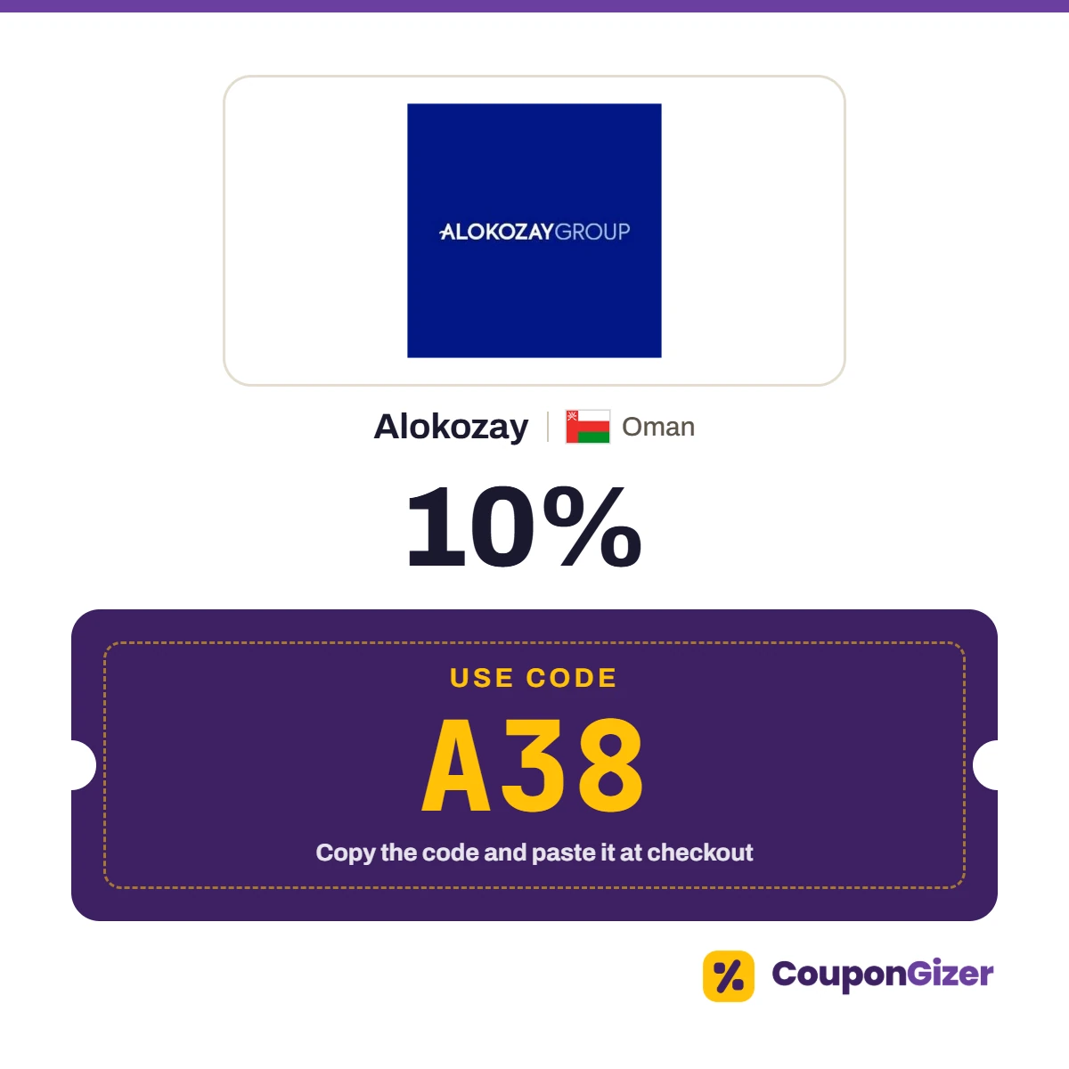 Coupon code A38 for Alokozay Oman – 10% off Coupon code A38 for Alokozay Oman – 10% off