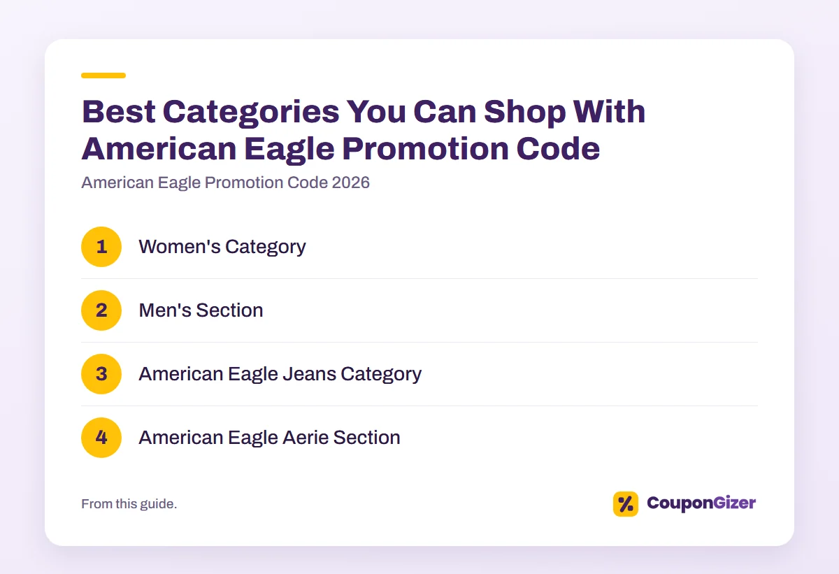 American Eagle Promotion Code 2026: Latest Deals & Offers 5 Best Categories You Can Shop With American Eagle Promotion Code – American Eagle Promotion Code 2026