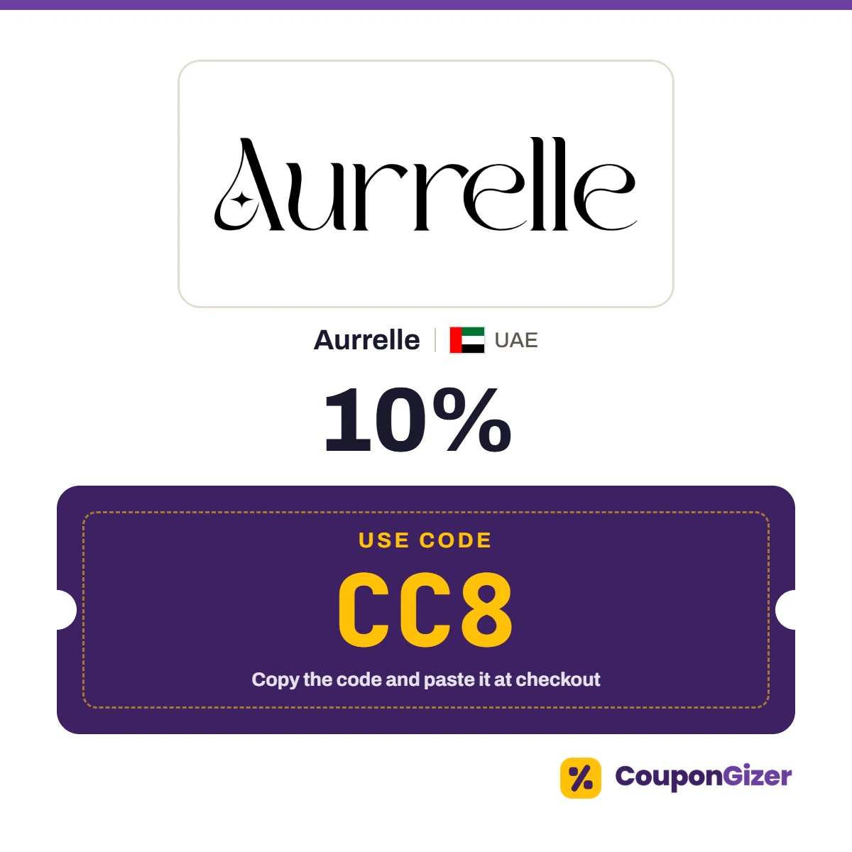 Aurrelle UAE coupon code CC8 – 10% off Aurrelle UAE coupon code CC8 – 10% off