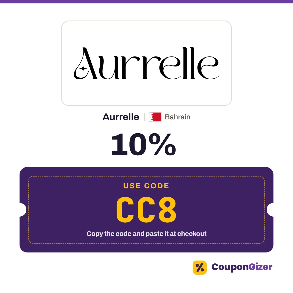 Aurrelle Bahrain coupon code CC8 – 10% off Aurrelle Bahrain coupon code CC8 – 10% off