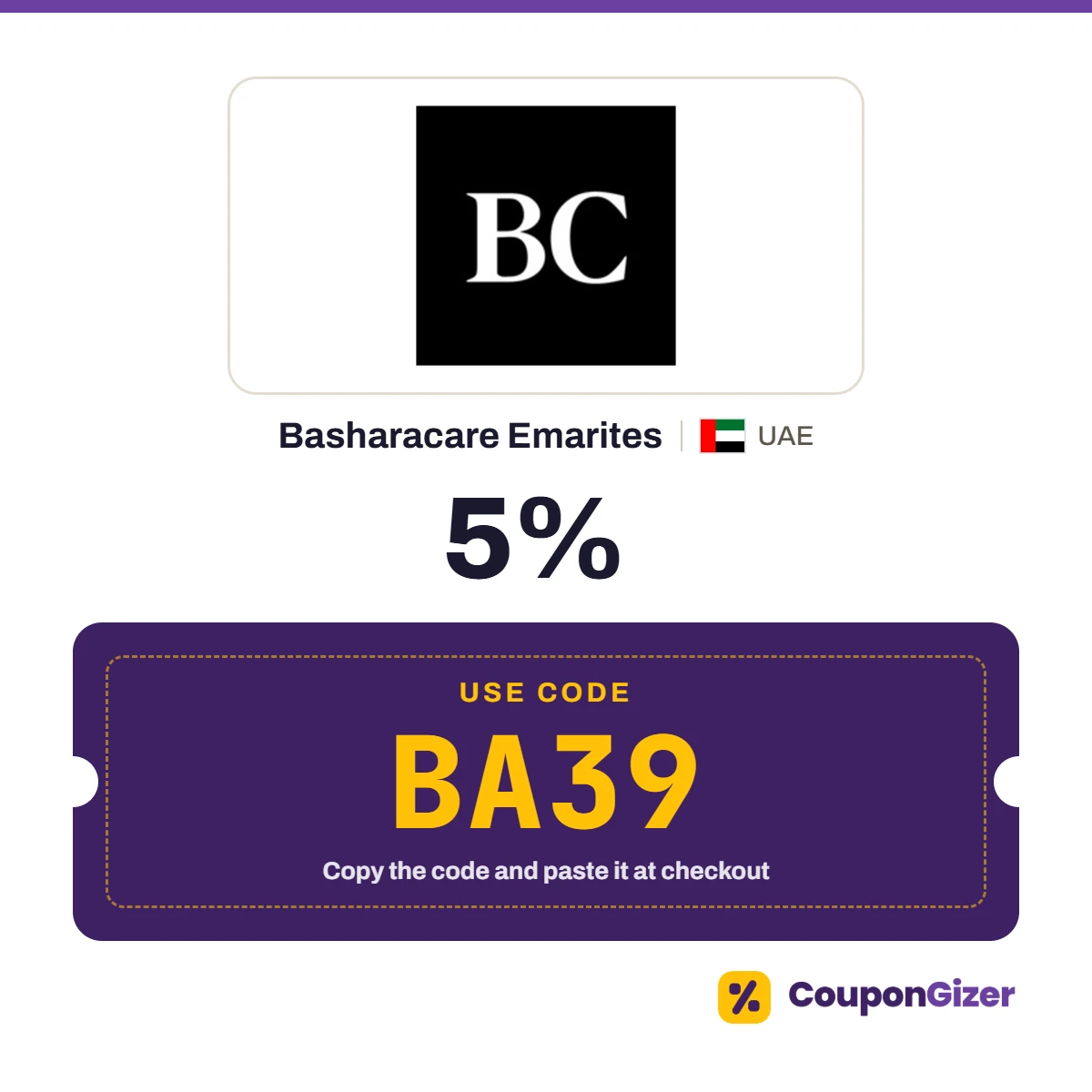 Coupon code BA39 for Basharacare Emarites UAE – 5% off Coupon code BA39 for Basharacare Emarites UAE – 5% off