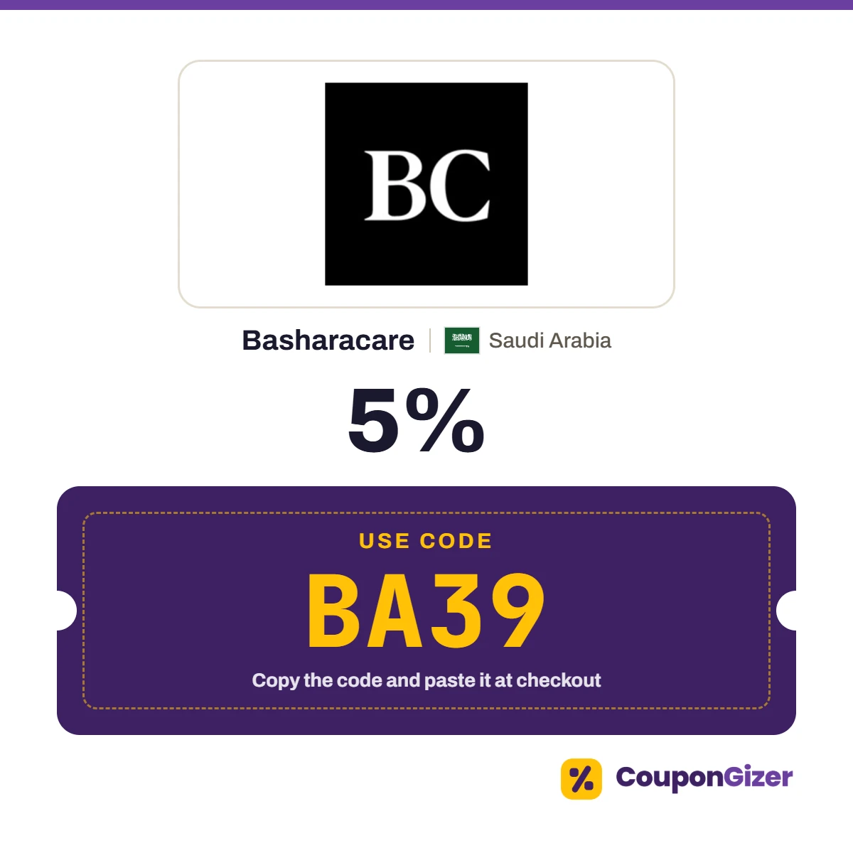 Coupon code BA39 for Basharacare Saudi Arabia – 5% off Coupon code BA39 for Basharacare Saudi Arabia – 5% off