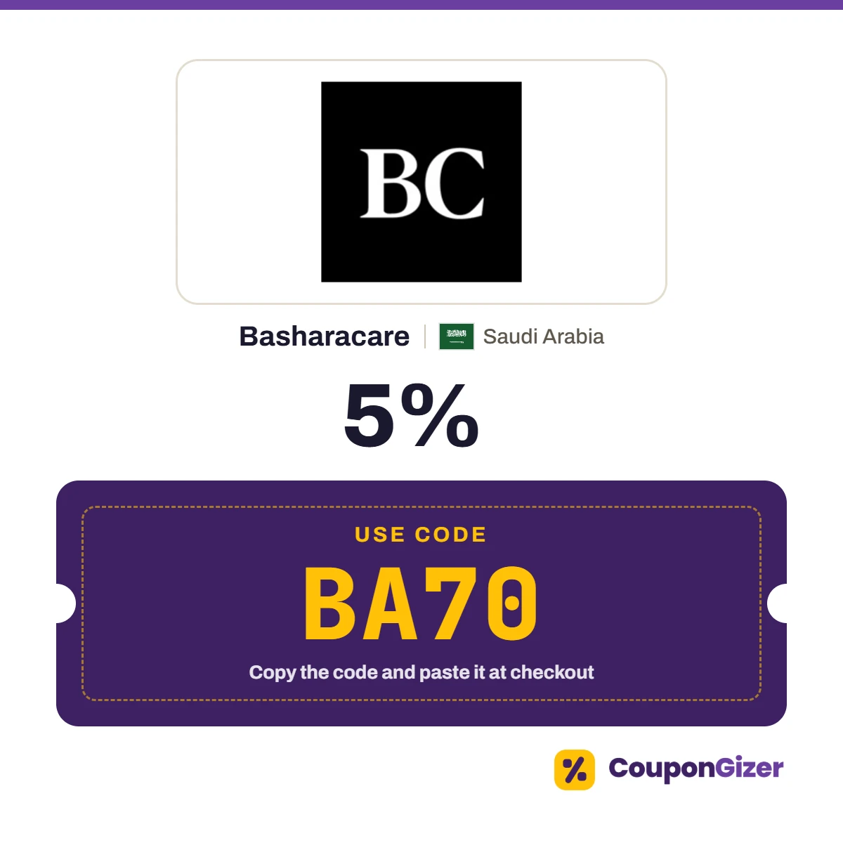 Coupon code BA70 for Basharacare Saudi Arabia – 5% off Coupon code BA70 for Basharacare Saudi Arabia – 5% off
