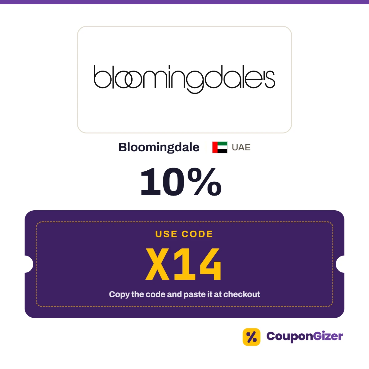 Coupon code X14 for Bloomingdale UAE – 10% off Coupon code X14 for Bloomingdale UAE – 10% off