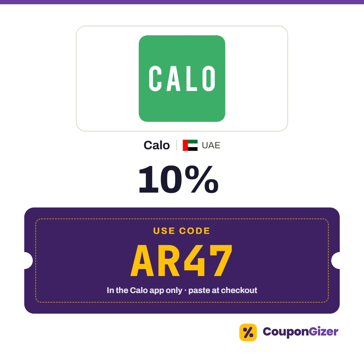Calo UAE coupon code AR47 – 10% off in the Calo app Calo UAE coupon code AR47 – 10% off in the Calo app