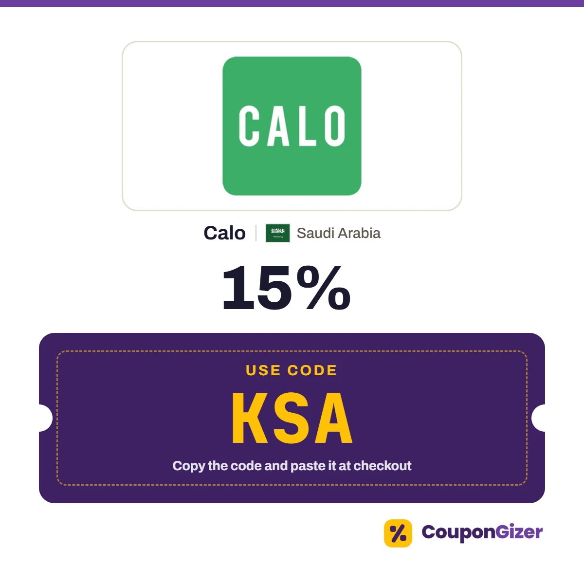 Coupon code KSA for Calo Saudi Arabia – 15% off Coupon code KSA for Calo Saudi Arabia – 15% off