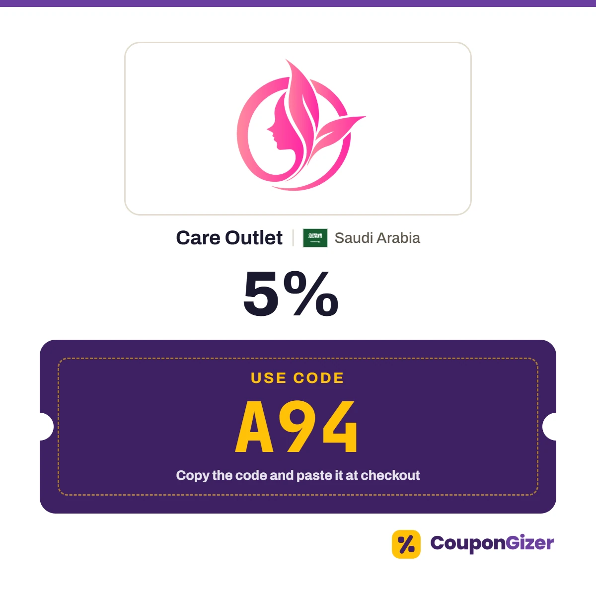 Care Outlet Saudi Arabia coupon code A94 – 5% off Care Outlet Saudi Arabia coupon code A94 – 5% off