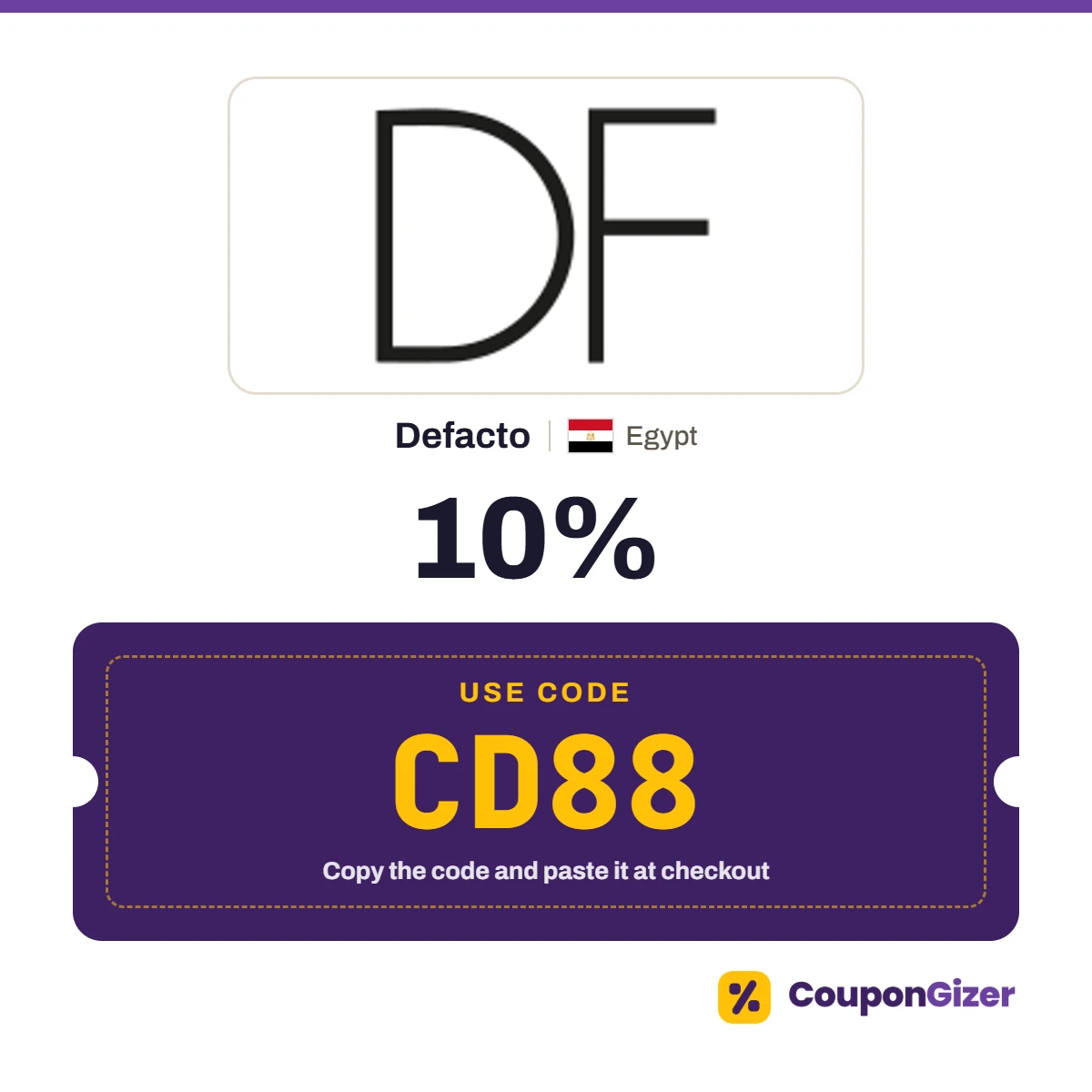 Coupon code CD88 for Defacto Egypt – 10% off Coupon code CD88 for Defacto Egypt – 10% off