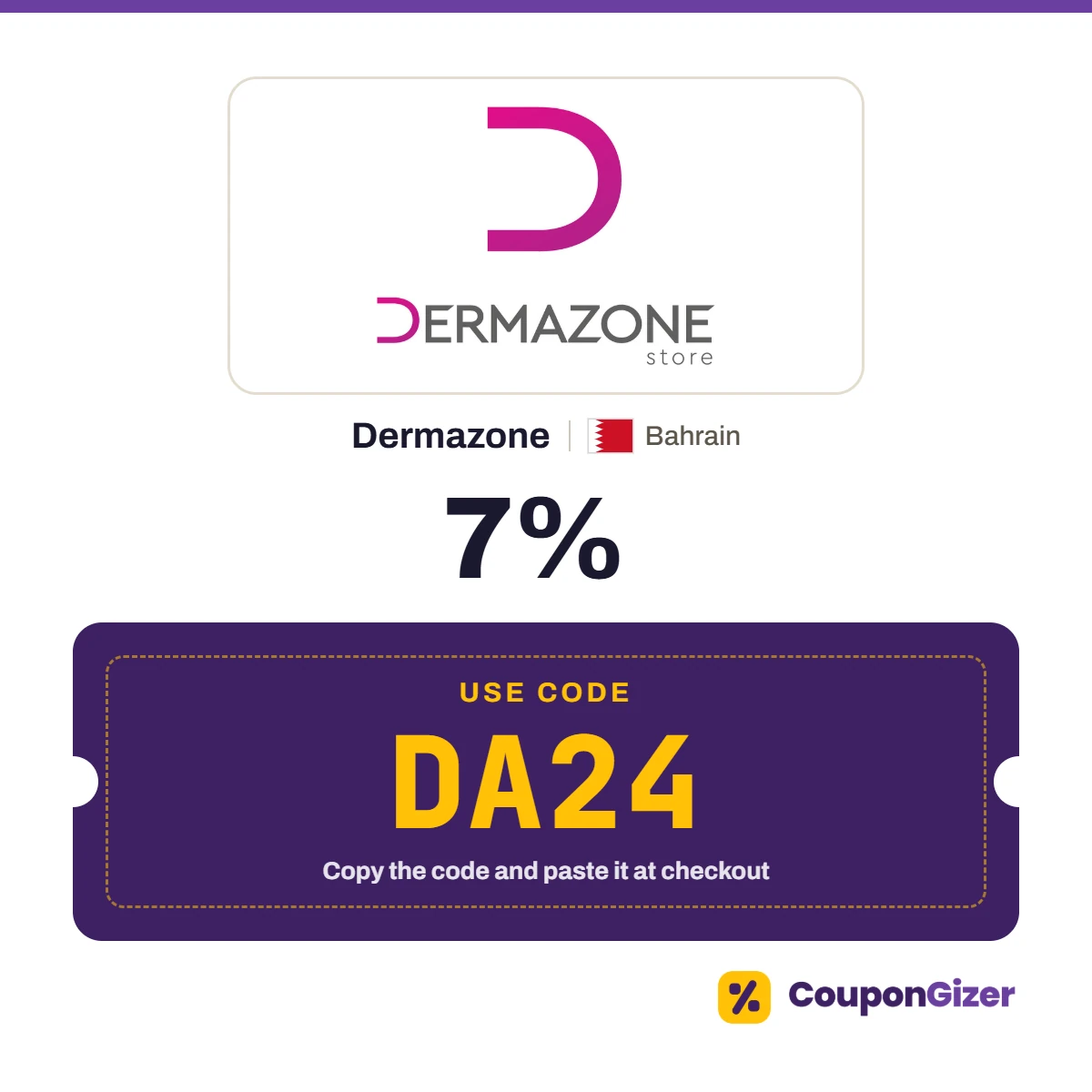 Coupon code DA24 for Dermazone Bahrain – 7% off Coupon code DA24 for Dermazone Bahrain – 7% off