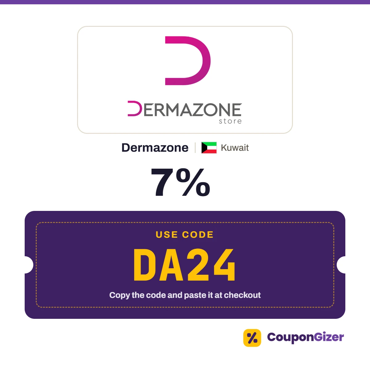 Coupon code DA24 for Dermazone Kuwait – 7% off Coupon code DA24 for Dermazone Kuwait – 7% off