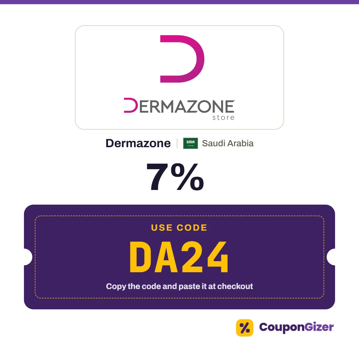 Coupon code DA24 for Dermazone Saudi Arabia – 7% off Coupon code DA24 for Dermazone Saudi Arabia – 7% off