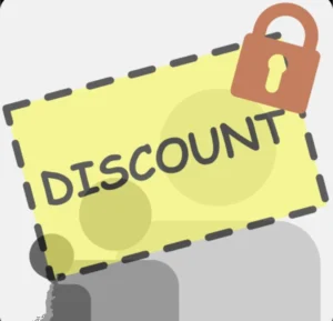Discover 2026 Kuwait Promo Codes and Coupons 2 Discount tag with a padlock illustration – Discover Kuwait Promo Codes and Coupons