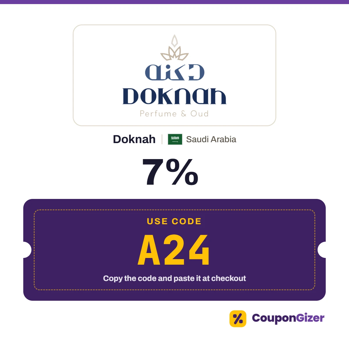 Coupon code A24 for Doknah Saudi Arabia – 7% off Coupon code A24 for Doknah Saudi Arabia – 7% off