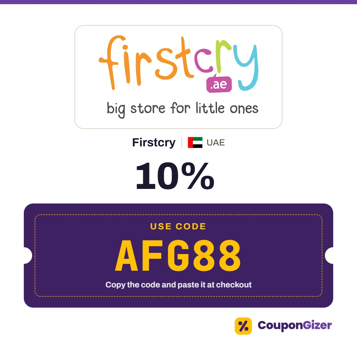 Coupon code AFG88 for Firstcry UAE – 10% off Coupon code AFG88 for Firstcry UAE – 10% off
