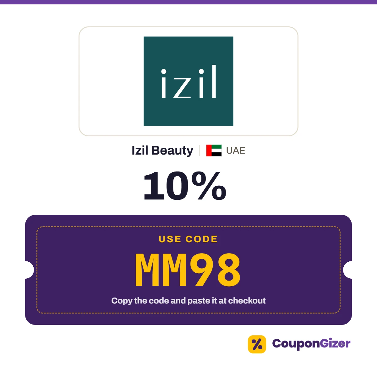 Coupon code MM98 for Izil Beauty UAE – 10% off Coupon code MM98 for Izil Beauty UAE – 10% off