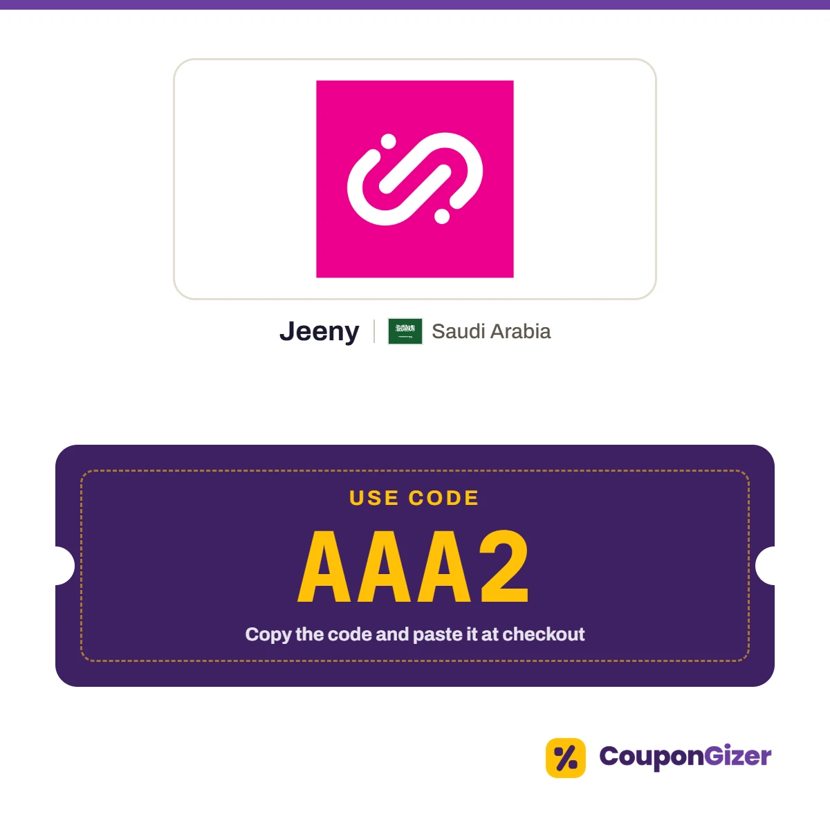 Jeeny Saudi Arabia coupon code AAA2 Jeeny Saudi Arabia coupon code AAA2