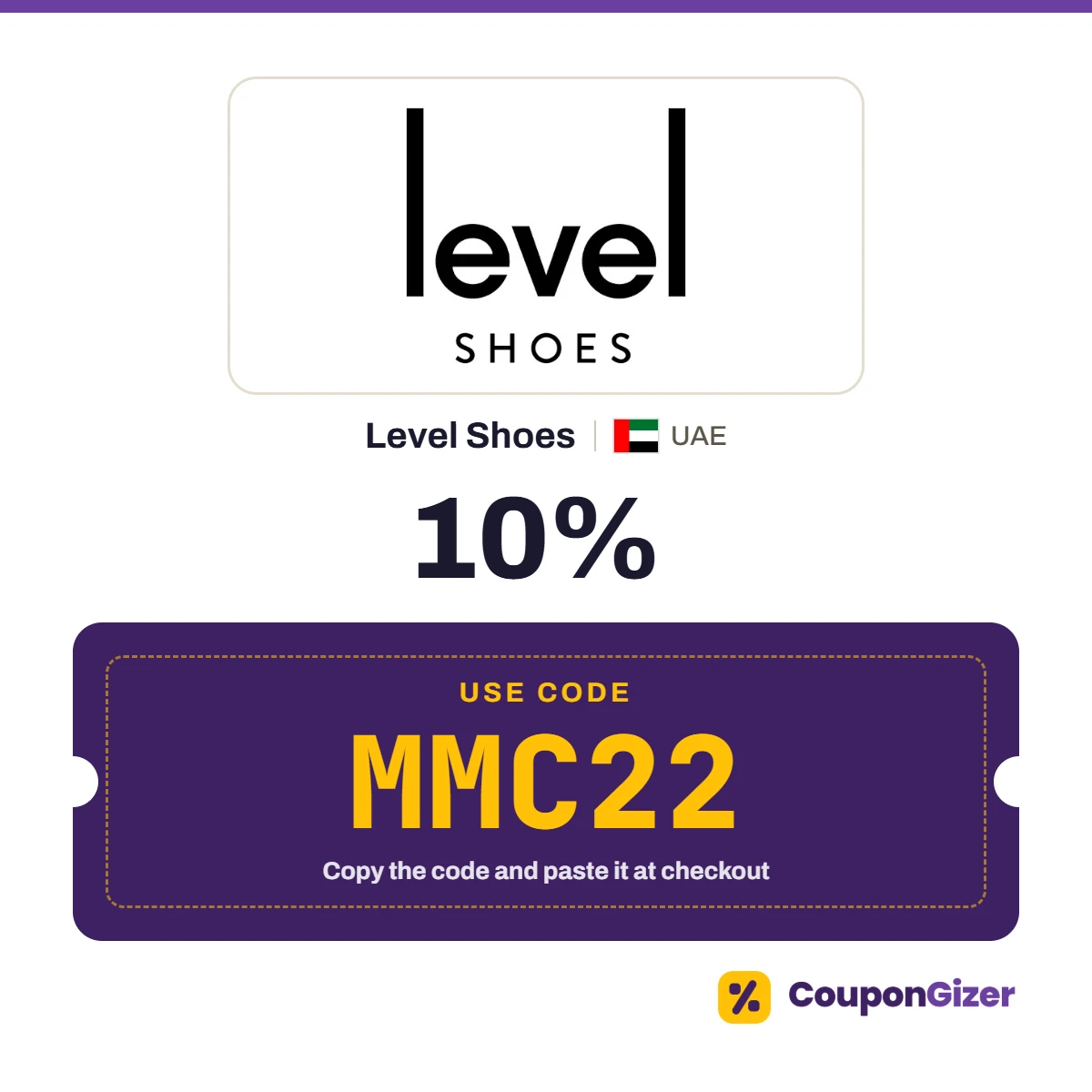 Coupon code MMC22 for Level Shoes UAE: 10% off Coupon code MMC22 for Level Shoes UAE: 10% off