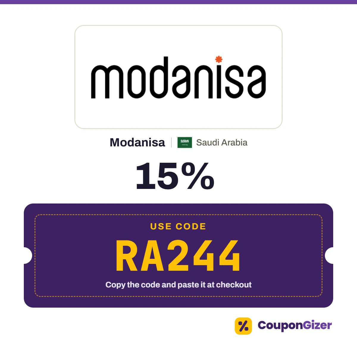 Modanisa KSA coupon code RA244 Modanisa KSA coupon code RA244