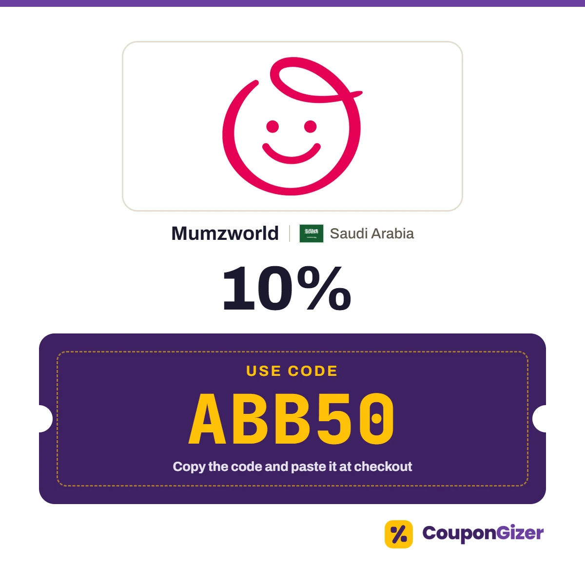 Coupon code ABB50 for Mumzworld Saudi Arabia – 10% off Coupon code ABB50 for Mumzworld Saudi Arabia – 10% off