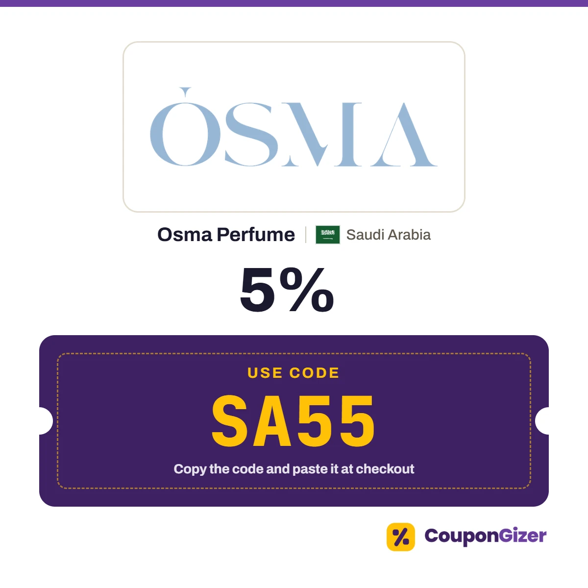 Coupon code SA55 for Osma Perfume Saudi Arabia – 5% off Coupon code SA55 for Osma Perfume Saudi Arabia – 5% off