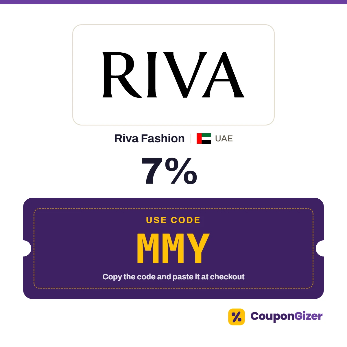Coupon code MMY for Riva Fashion UAE – 7% off Coupon code MMY for Riva Fashion UAE – 7% off