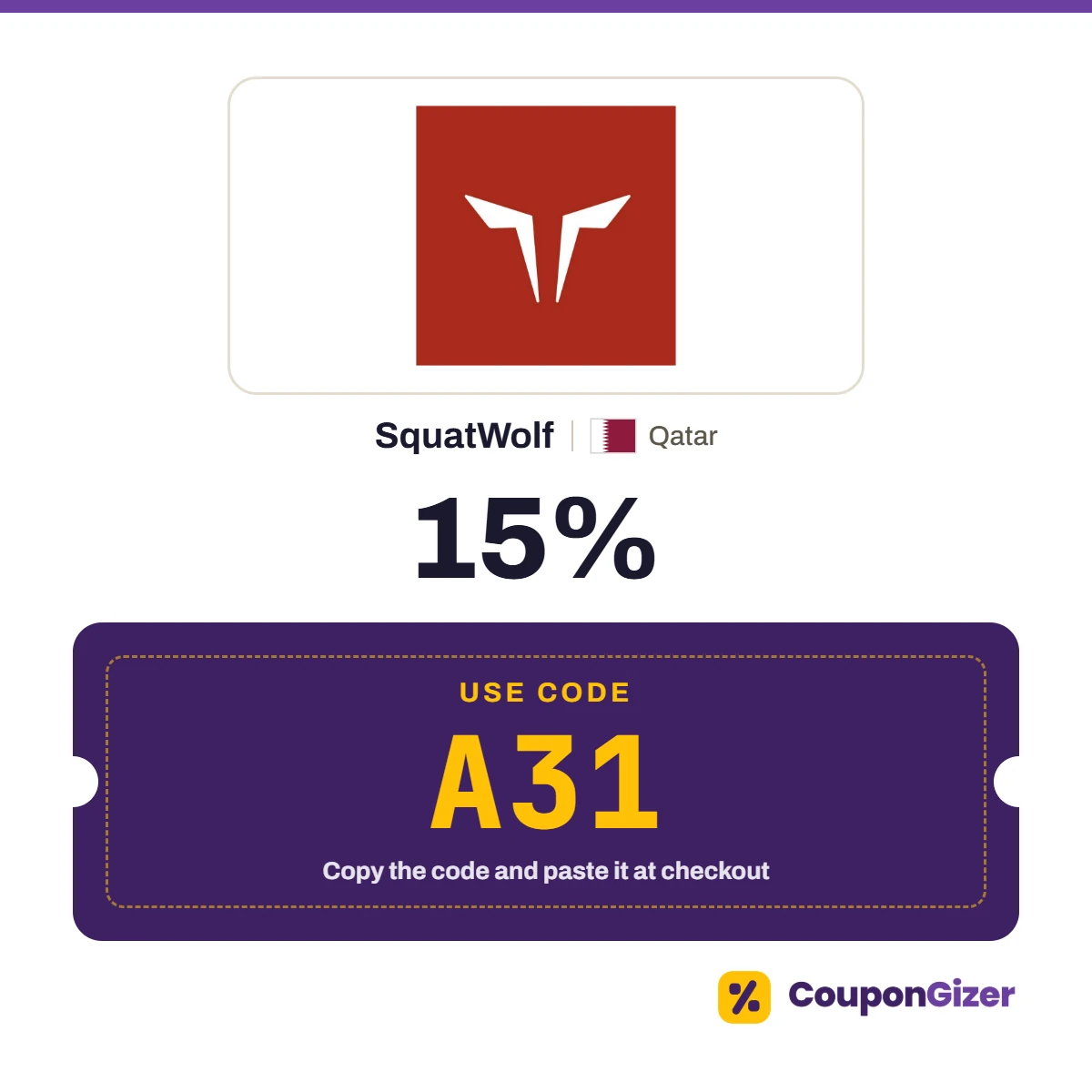 Coupon code A31 for SquatWolf Qatar – 15% off Coupon code A31 for SquatWolf Qatar – 15% off