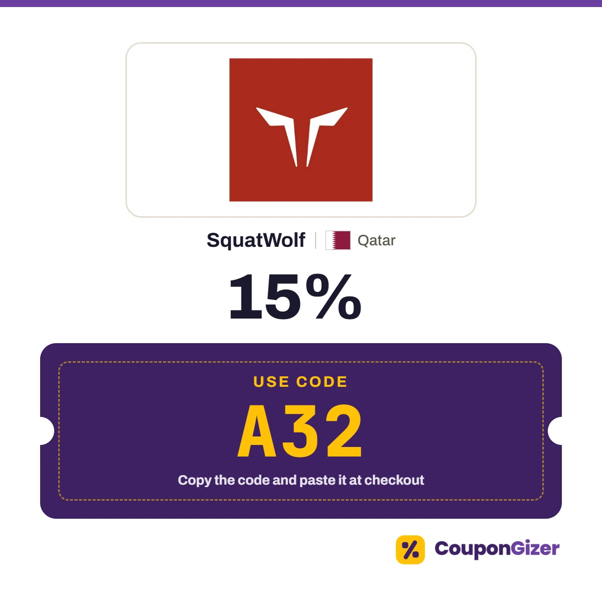 Coupon code A32 for SquatWolf Qatar – 15% off Coupon code A32 for SquatWolf Qatar – 15% off