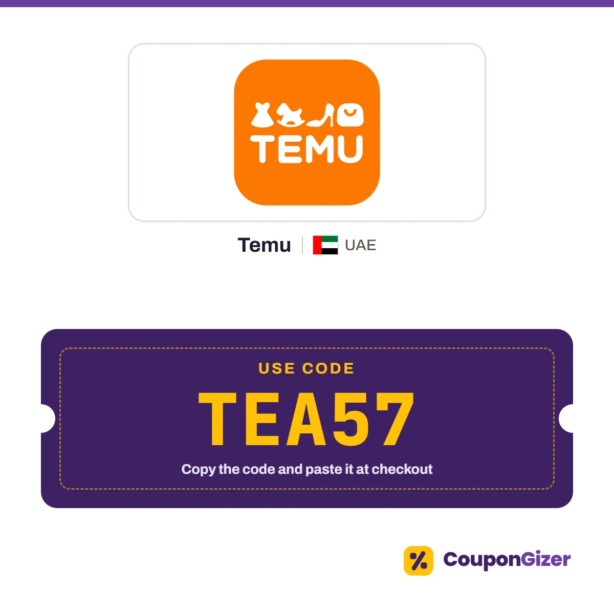 Temu UAE coupon code TEA57 Temu UAE coupon code TEA57