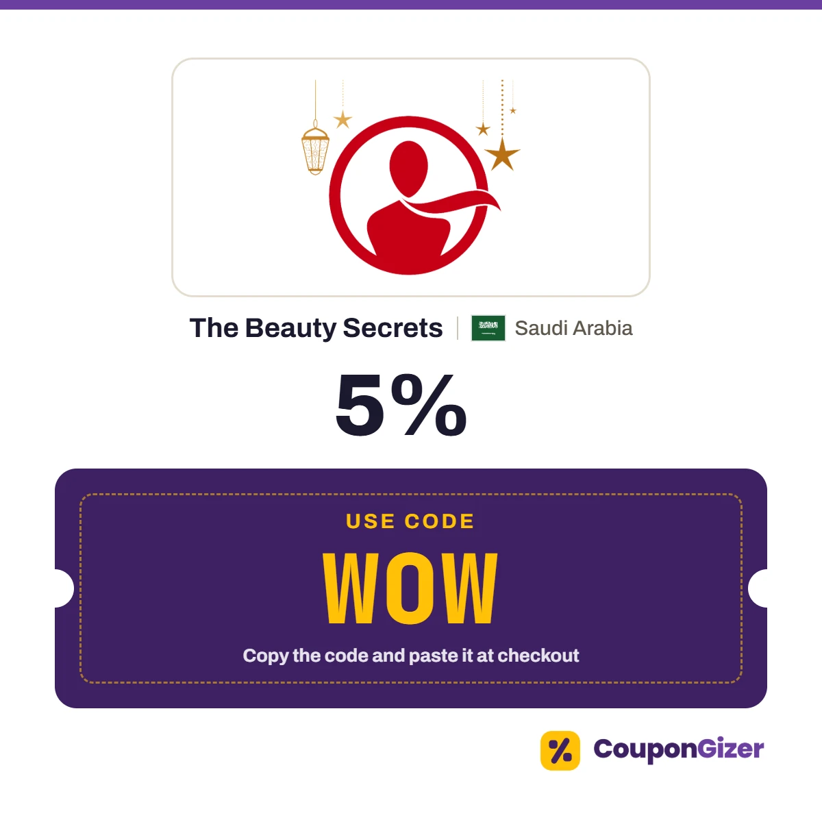 Coupon code WOW for The Beauty Secrets Saudi Arabia – 5% off Coupon code WOW for The Beauty Secrets Saudi Arabia – 5% off