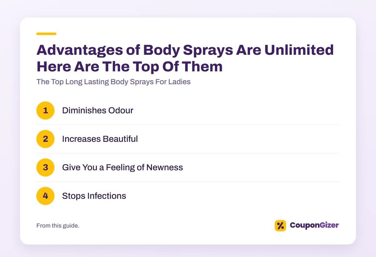 The Top Long Lasting Body Sprays For Ladies 4 Advantages of Body Sprays Are Unlimited Here Are The Top Of Them: The Top Long Lasting Body Sprays For Ladies