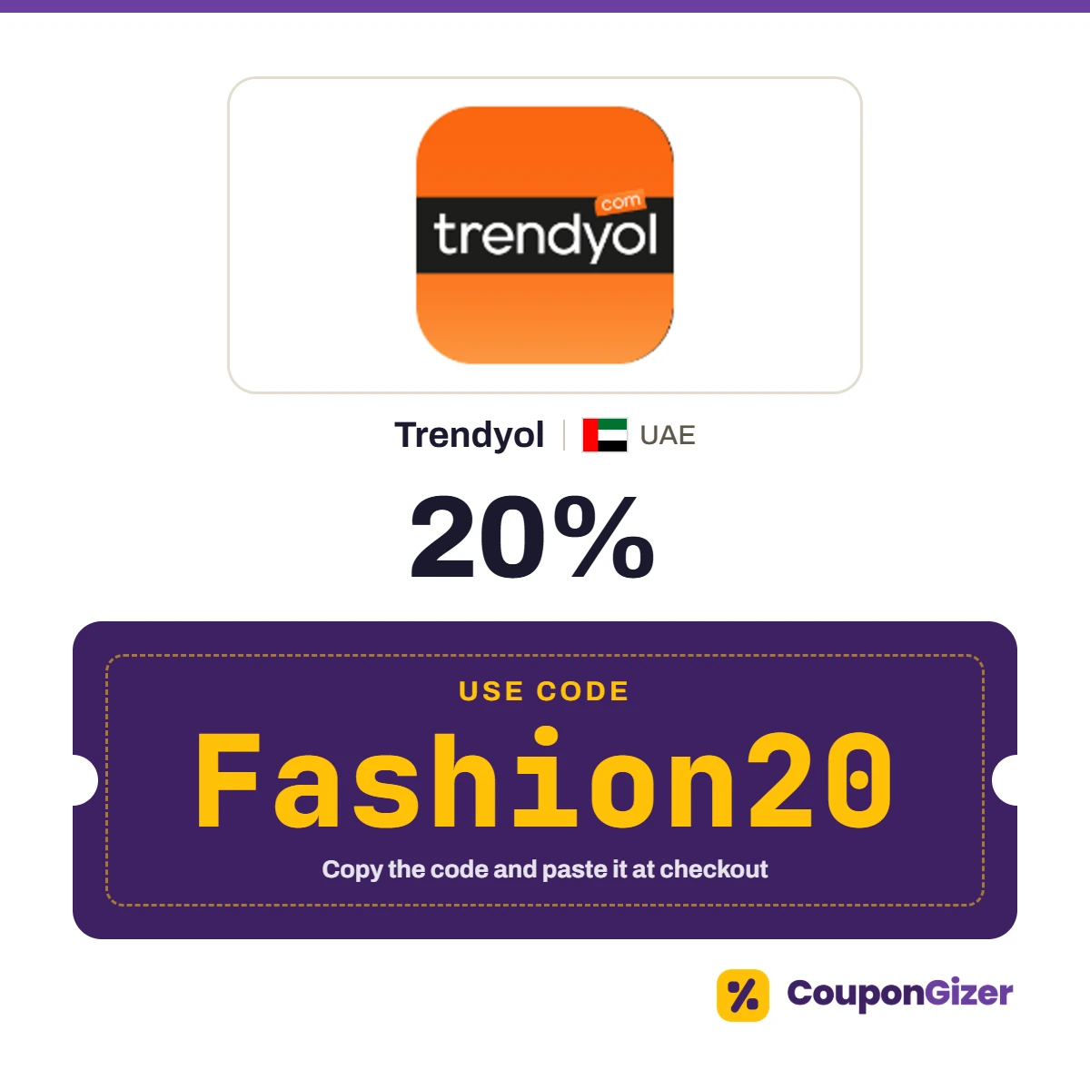 Coupon code Fashion20 for Trendyol UAE – 20% off Coupon code Fashion20 for Trendyol UAE – 20% off