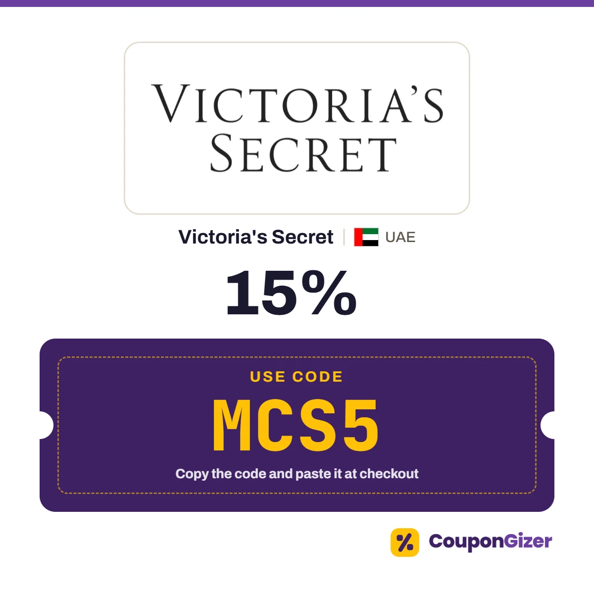 Coupon code MCS5 for Victoria's Secret UAE – 15% off Coupon code MCS5 for Victoria's Secret UAE – 15% off