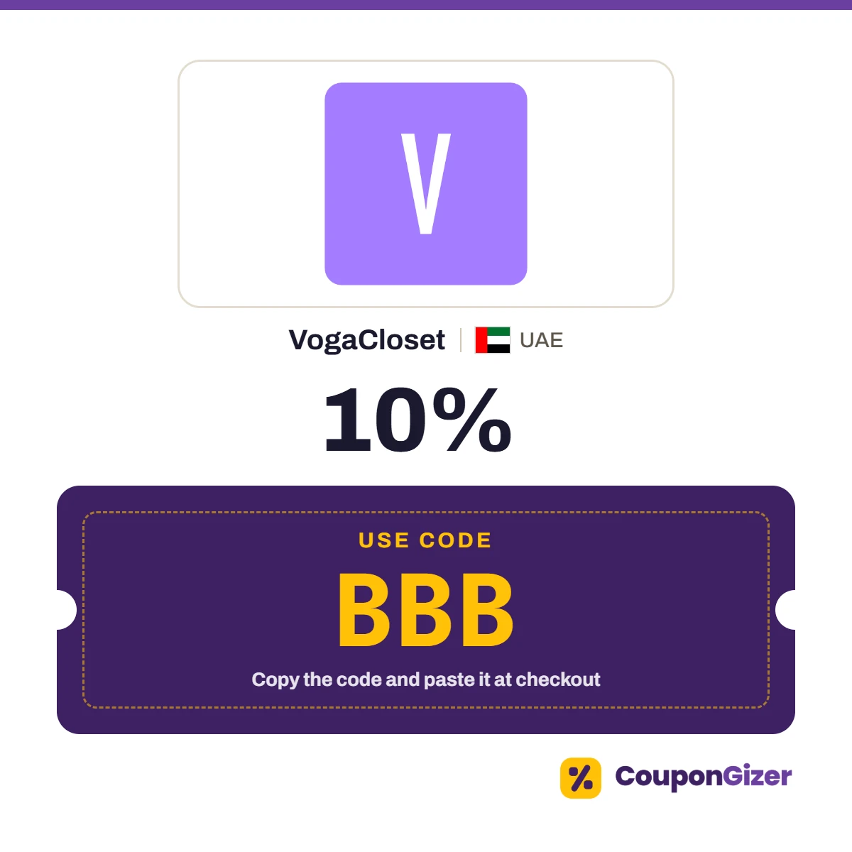Coupon code BBB for VogaCloset UAE – 10% off Coupon code BBB for VogaCloset UAE – 10% off