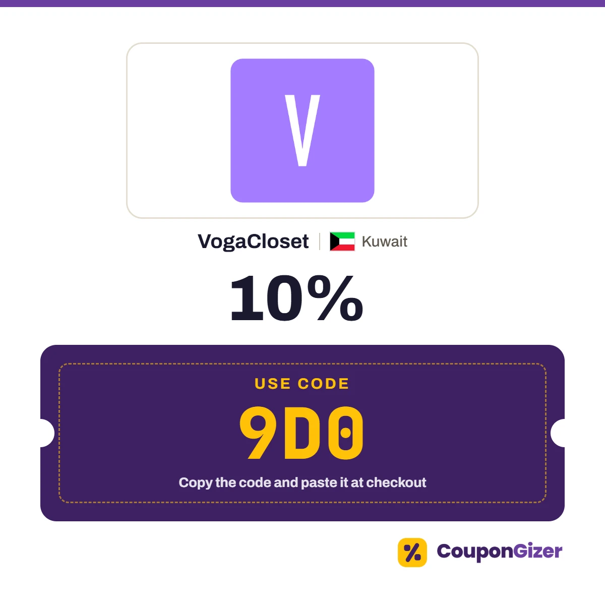Coupon code 9D0 for VogaCloset Kuwait – 10% off Coupon code 9D0 for VogaCloset Kuwait – 10% off