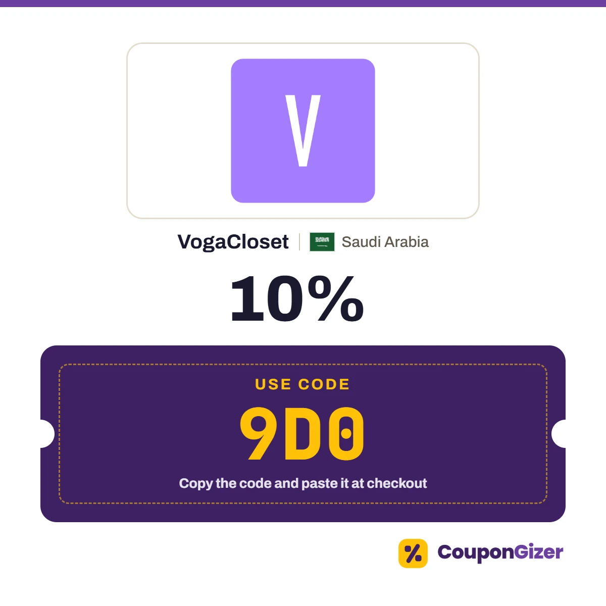 Coupon code 9D0 for VogaCloset Saudi Arabia – 10% off Coupon code 9D0 for VogaCloset Saudi Arabia – 10% off