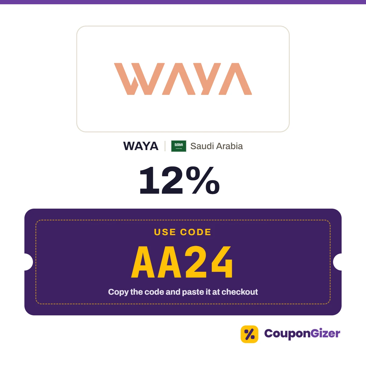 Coupon code AA24 for WAYA Saudi Arabia – 12% off Coupon code AA24 for WAYA Saudi Arabia – 12% off