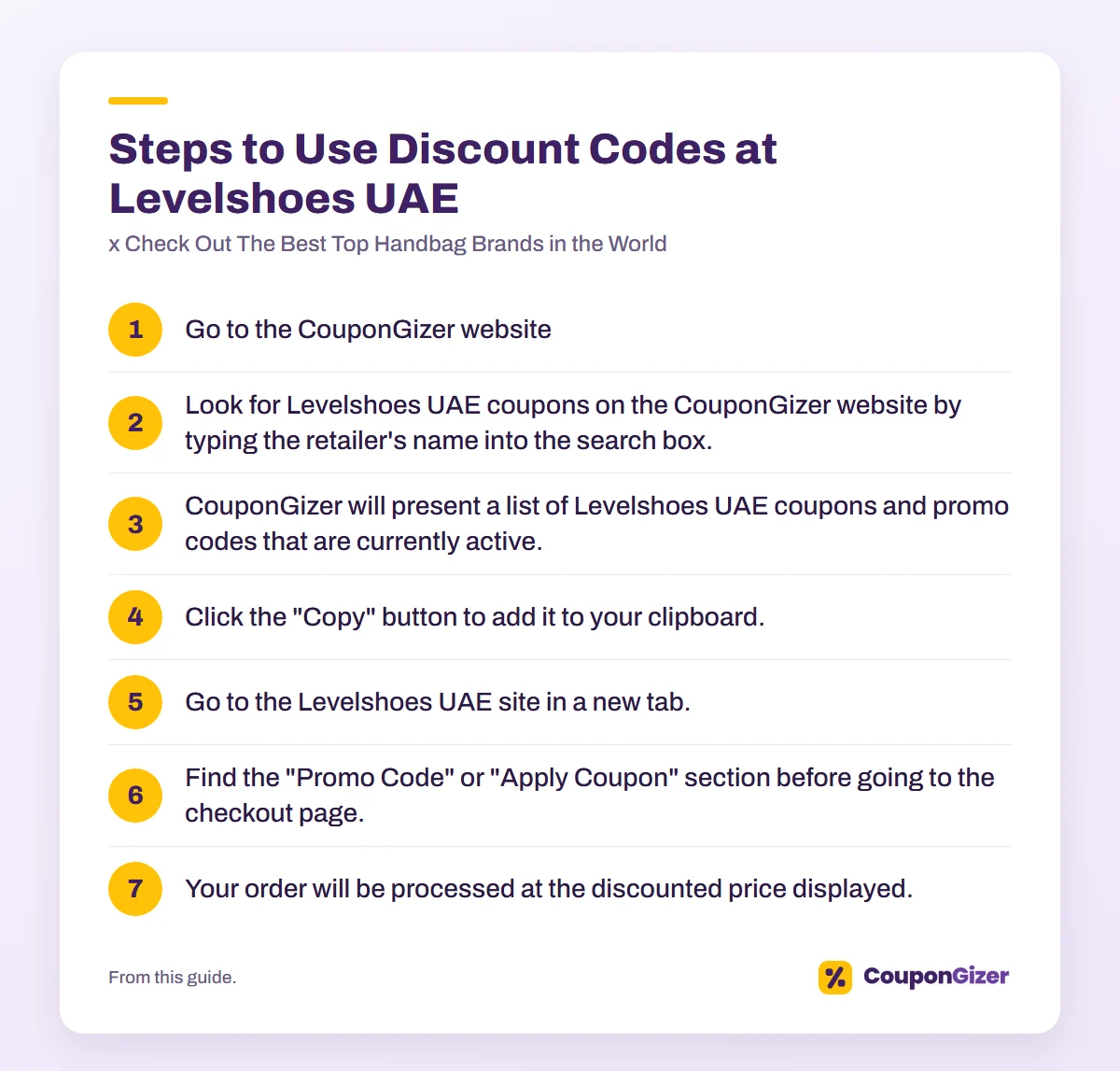 x Check Out The Best Top Handbag Brands in the World 4 Steps to Use Discount Codes at Levelshoes UAE: x Check Out The Best Top Handbag Brands in the World