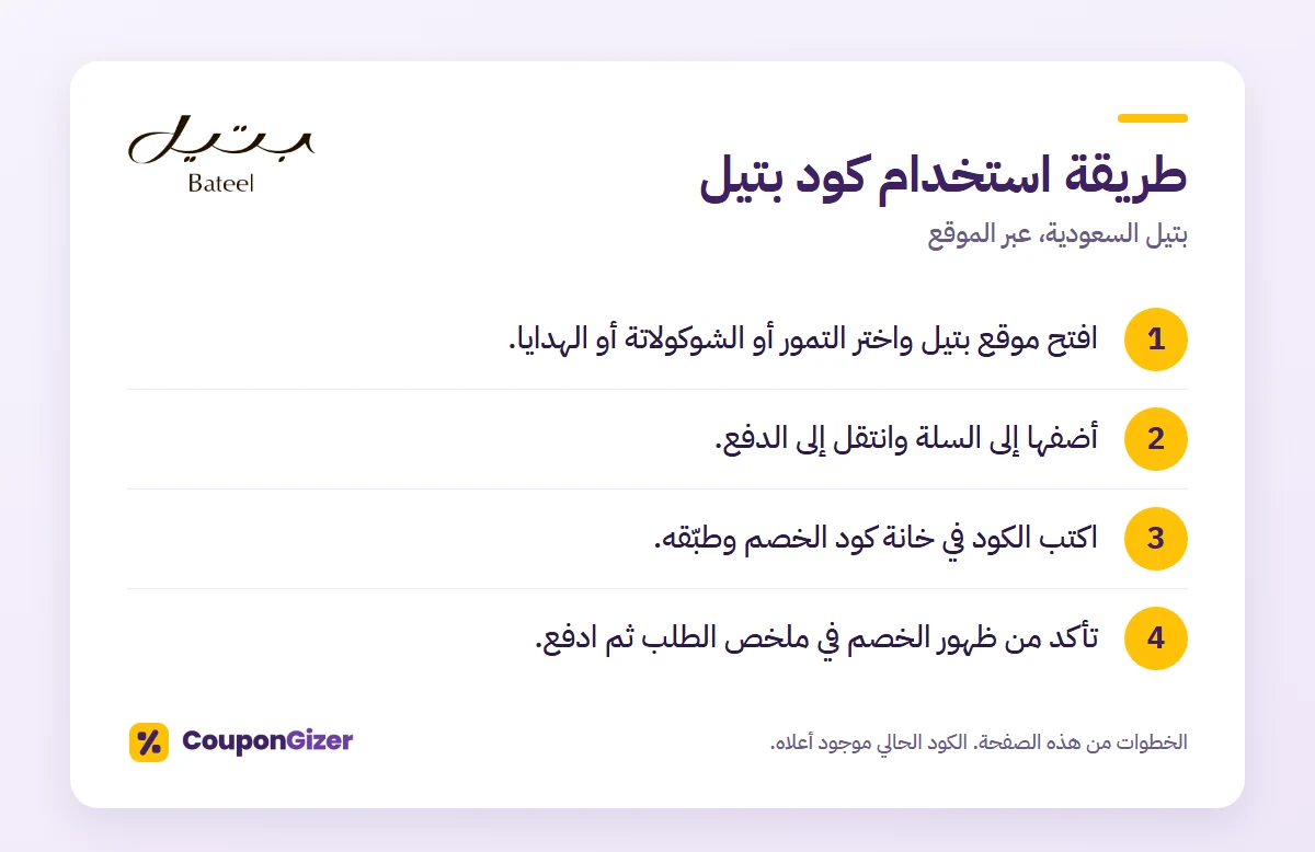 طريقة استخدام كود خصم بتيل السعودية A46 في 4 خطوات