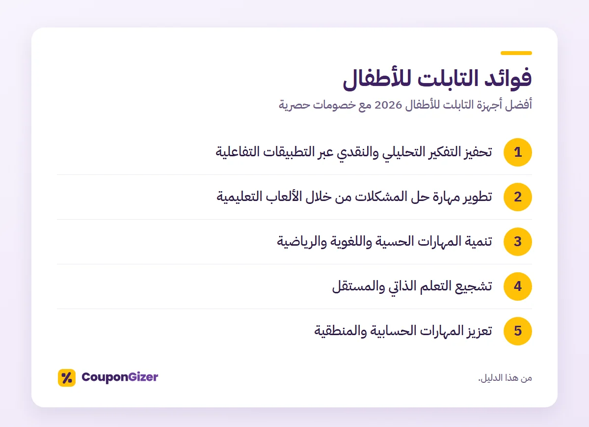 أفضل أجهزة التابلت للأطفال 2026 🎉 مع خصومات حصرية 2 فوائد التابلت للأطفال – أفضل أجهزة التابلت للأطفال 2026 مع خصومات حصرية