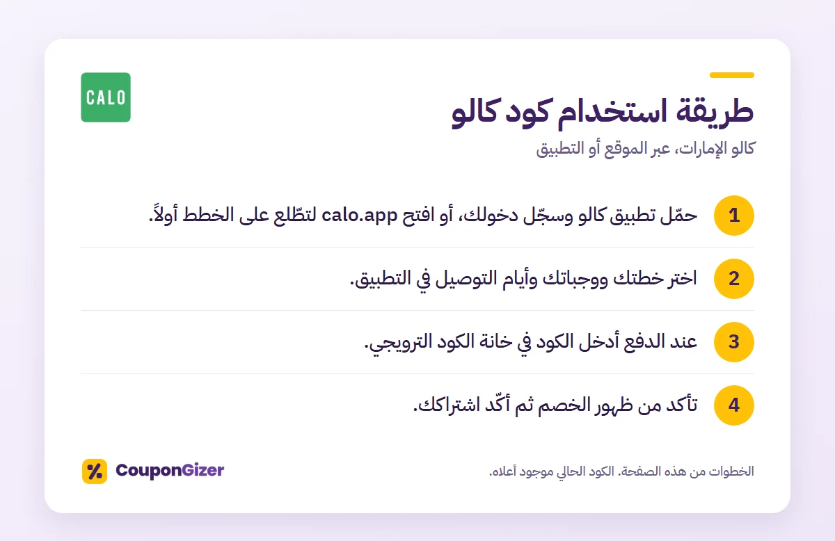 طريقة استخدام كود خصم كالو الإمارات AR47 في 4 خطوات