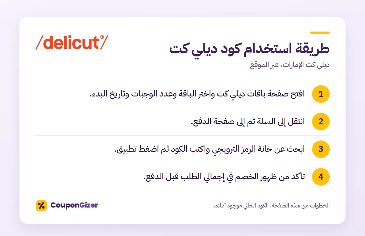كود ديلي كت D118: خصم 20% للجدد و5% للحاليين 1 طريقة استخدام كود خصم ديلي كت الإمارات D118 في 4 خطوات