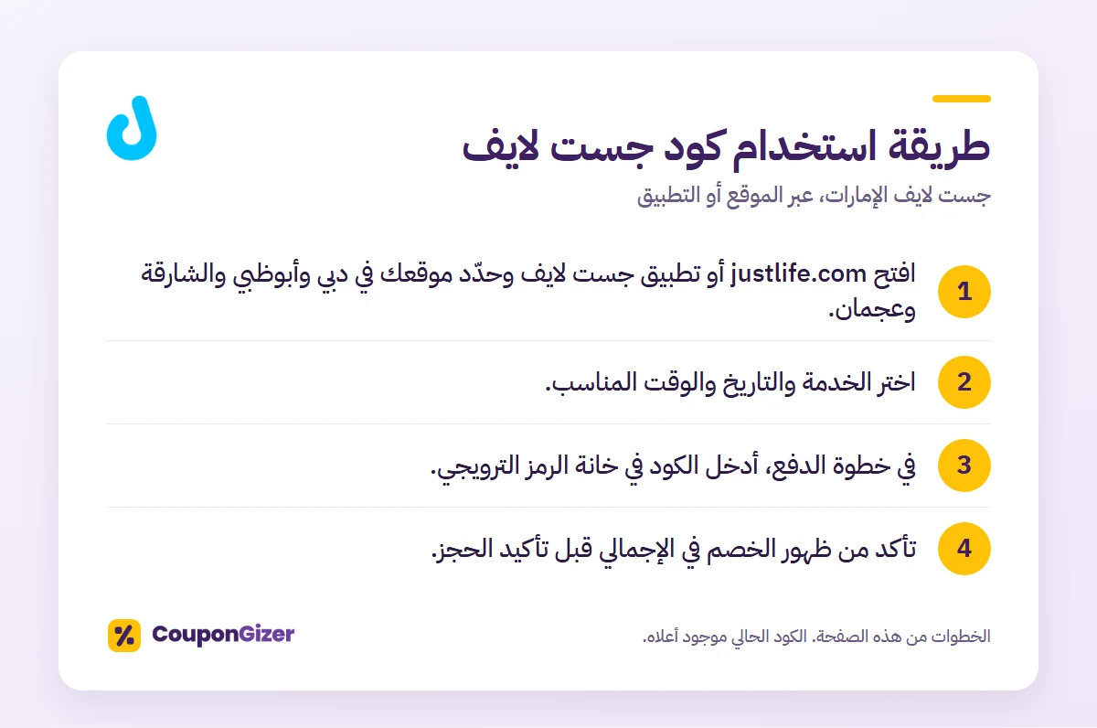 طريقة استخدام كود خصم جست لايف الإمارات AR23 في 4 خطوات